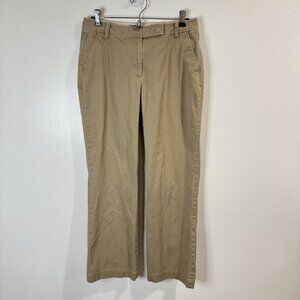Talbots Heritage Pants 4 Straight Leg Ankle Tan Khaki Mid Rise Cotton Stretch